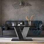 PROROOM FURNITURE - Nevi Mini - Kohvilaud 110 x 70 cm K&otilde;rgus 60 cm - Ristk&uuml;likukujuline kohvilaud - Diivanilaud - Kohvilaud - Moodne elutoa laud - V&auml;ike k&uuml;ljelaud - Must k&otilde;rgl&auml;ikega / kivi