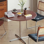 NICOKI Tumepruun &uuml;mmargune &uuml;mmargune t&auml;ispuidust s&ouml;&ouml;gilaud s&ouml;&ouml;gitoa m&ouml;&ouml;bel ristiga metallist alusega 80cm lai kaasaegne v&auml;ike &uuml;mmargune laud kontorisse v&auml;ike kohvilaud 4-6-le inimesele