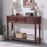 Talumajapidamise kitsas puidust konsoollaud, koridoririiul, koridorikapp, kitsas sahtlitega ja avatud riiuliga esikusse ja elutuppa (pruun, 116 x 30 x 85 cm / 46 x 12 x 33 tolli)