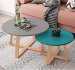 Modernne &uuml;mmargune kohvilaud 2-st komplekt - Stiilsed puidust pesamoodustusega lauad elutuppa ja kodukontorisse - lihtne disain &Phi;19.7 & &Phi;27.6 - sobib ideaalselt juhuslikuks kasutamiseks