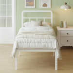 Lutown-Teen metallist voodi 75 x 190 cm kumera peaplaadiga, voodiraam 46 cm k&otilde;rge, vastupidav voodiraam hoiuruumiga, lihtne kokkupanek, vaikne, valge