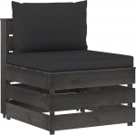 Fasba Modulares Mittelsofa mit Kissen Grau Impr&auml;gniertes Holz, Polstersofa Moderne Relax-Couch f&uuml;r Wohnzimmer Schlafzimmer Hobbyraum3068127