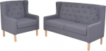 Gecheer 2-TLG. Sofa-Set Stoff Grau, Polstersofa Sitzgruppen Sofa f&uuml;r Wohnzimmer Apartment B&uuml;ro G&auml;stezimmer274932