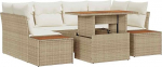 Rantry 6-teiliges Garten Sofa Set mit Kissen Beige Poly Rattan Gartenlounge Model3358775
