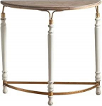 WANGRUIERHA Halbrunder Konsolentisch Schmal aus Holz, Konsolentisch Beistelltisch f&uuml;r Wohnzimmer, Schmaler Sofatisch, Geeignet f&uuml;r Flure, Foyers, 80x76x36 cm(White)