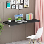 Klappbarer K&uuml;chentisch zur Wandmontage, Massivholz, 80 x 50 x 1,6 cm, schwarz, ideal f&uuml;r B&uuml;ro, K&uuml;che und Esszimmer, platzsparendes Design