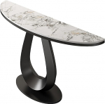 WPWSDWMX Konsolentisch 80/100/120 cm, Steinplatte, Gestell aus Karbonstahl, Robuster Flurtisch, Beistelltisch f&uuml;r Sofa und Eingangsbereich(Black,120cm/47in)