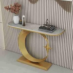 Schmaler Konsolentisch - Geometrischer Metallrahmen, stilvoller Beistelltisch f&uuml;r Wohnzimmer, Eingangsbereich und Flur, Moderne Wohnaccessoires