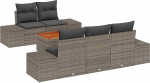 Rantry 6-teiliges Garten-Sofa-Set mit Kissen Grau Poly-Rattan Akazie Gartenlounge Model3347895