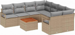 9-teiliges Garten Sofa Set mit Kissen Beige Poly Rattan Akazie Gartenlounge Model3356355