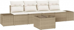 5-teiliges Garten Sofa Set mit Kissen Beige Poly-Rattan Gartenlounge Model3355600