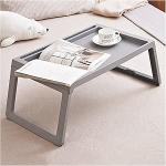 Kaasaskantav kokkupandav s&uuml;learvuti laud voodile ja diivanile, kerge s&uuml;learvuti laud koju, kontorisse, &otilde;ppimiseks, m&auml;ngimiseks, kompaktne, 27 x 14-tolline, kaasaegne valge hall disain, lihtne hoiustamine ja