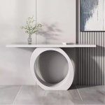 Moodne marmorist konsoollaud unikaalse &uuml;mmarguse alusega stiilne sissep&auml;&auml;sum&ouml;&ouml;bel elutuppa ja esikusse (valge, 100cm)