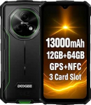 DOOGEE Fire 5 v&auml;listingimustes kasutatav mobiiltelefon, 13000 mAh, 12GB RAM + 64GB ROM, 6,6-tolline HD+ 90Hz, 13MP AI-kaamera, IP68/IP69K, Android 15, Octa-Core, Dual SIM, NFC, nutitelefon, vastupidav veekindel, ehituseks m&otilde;eldud