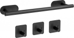 JiGiU Towel Rail No Drilling 40 cm Bathroom Towel Rail Made of 304 Stainless Steel Including 3 Towel Hooks Self-Adhesive Bath Towel Holder Set Wall Mounted Rustproof for Bathroom Kitchen (Black)