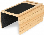 DE-COmmerce Practical Bamboo Sofa Tray 33 x 23.2 cm with Mobile Phone Holder and Non-Slip Pad, Flexible Couch Shelf for Armrest, Sustainable Sofa Tray for Drinks and Snacks