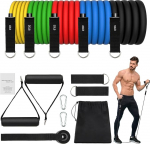 Fitnessb&auml;nder Widerstandsb&auml;nder mit 8 Stufen, 300lbs Resistance Bands mit T&uuml;ranker, 2*Griffen, &Uuml;bungsanleitung&Tragebeutel& Kn&ouml;chelriemen, Fitnessband f&uuml;r Muskelaufbau,Yoga,Pilates 1.2m*8er Set