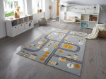 Hanse Home Town Children's Room Rug - Boys Girls Play Rug Short Pile Rug Modern Play Street Motif Soft Pile Easy Care - Mouse Mustard Yellow 120 x 170 cm