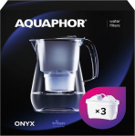 AQUAPHOR Onyx White veefilter koos 3 Maxfor+ filtriga, 4,2 l veefilter klaasist v&auml;limusega, karahv, v&auml;hendab lubjakivi ja kloori, sobib ideaalselt perekonnale, k&otilde;rgekvaliteediline, stiilne mahuti.