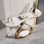 Entrance Table Modern Console Sofa Table with Geometric Metal Base for Hallway, Foyer, Entrance