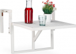 Relaxdays Folding Balcony Table, Balcony Folding Table for Hanging, Height-Adjustable, Fir Wood, 90% Wood, White, 55 x 70 x 65 cm