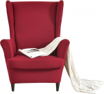 JinZao 2 Teilig Ohrensessel &Uuml;berzug Sessel-&Uuml;berw&uuml;rfe Ohrensessel Schonbez&uuml;ge Bezug Sesselhusse Elastisch Stretch Tiger Stuhlbezug mit Armlehne Hohe R&uuml;ckenlehne Universal(Red,Set of 1)