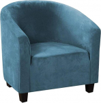 LINGKY High Stretch Velvet Tub Chair Cover Skid Resistance Furniture Protector Stretch Fabric Super Soft Couch Slipcover (Peacock Blue, Set of 1)