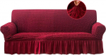 Stretch Slipcover,Easy Fit Sofa Couch Cover with Skirt Durable Washable Universal High Elastic Furniture Protector for Kids Pets (Medium, Burgundy)