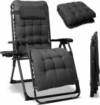 Homecall kokkupandav aia lamamistool, p&auml;ikesevoodi, ilmastikukindel koos padjaga, reguleeritav seljatugi, null gravitatsiooniga tool, lamamistool kuni 180 kg aeda, terrassile, r&otilde;dule, XXL (1, must)