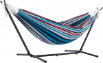 Vivere, Denim Double Cotton Hammock koos Space-Saving Steel Stand koos kandekotiga
