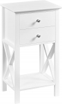 Yaheetech Bedside Table with 2 Drawers and 1 Storage Compartment Sofa Table Coffee Table for Living Room Bedroom Office White 40 x 30 x 70 cm