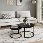 Kodu Collective Kohvilaud 2 &uuml;mmargune puidust elutoa laud Kaasaegne k&uuml;ljelaua komplekt 2 in 1 metallist raamiga elutoa kontori k&uuml;ljelaua Loft Design Twin Black