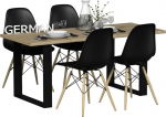 GERMAN Loft S&ouml;&ouml;gitoa komplekt - S&ouml;&ouml;gilaud 120 x 60 cm, tammepuidust Artisan lauaplaat ja mustad jalad + 4 musta Osaka tooli puidust jalgadega - modernne s&ouml;&ouml;gitoa komplekt Loft & Skandinaavia stiilis