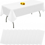 10 pakki &uuml;hekordselt kasutatavaid laudlinte Valge ristk&uuml;likukujuline plastist laudlina 137 cm x 274 cm Premium plekk-kindel / veekindel laudlina s&uuml;nnip&auml;evaks, pulmadeks, pidudeks, grillimiseks, piknikuks kaunistamiseks