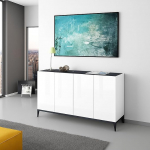 Dmora - Liam 4 ukseline k&ouml;&ouml;gikapp elutoa buffet 100% Made in Italy 160 x 40 x 82 cm l&auml;ikiv valge ja kiltkivi v&auml;rvi