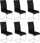WOLTU BH378sz-6 S&ouml;&ouml;gitoolide komplekt, 6 tooli, kiiktool, vabak&auml;igutool, k&ouml;&ouml;gitool, polsterdatud tool, k&otilde;rge seljatoega, kunstnahast, s&ouml;&ouml;gilauale, k&ouml;&ouml;ki, elutuppa, kontorisse, must