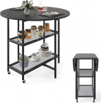 LIFEZEAL kokkupandav s&ouml;&ouml;gilaud, kaasaegne k&ouml;&ouml;gilaud kokkupandava lauaga, pikendatav s&ouml;&ouml;gilaud koos riiuliga, kokkupandav laud 2 rattaga v&auml;ikestesse ruumidesse, s&ouml;&ouml;gituppa, k&ouml;&ouml;ki (must)