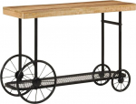 Vintage Konsolentisch mit offene Ablage, Metallrahmen, Schmal Flurtisch Eingangstisch Sofatisch f&uuml;r Wohnzimmer Foyer Eingang, 112x36x76 cm Massivholz Mango und Eisen