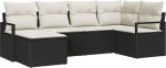 6-teilige Garten Diivan Set mit Kissen Schwarz Poly Rattan, 2-Sitzer Garten Sofa mit Kissen Schwarz Poly Rattan Gartenlounge Model3346447