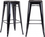 Duhome Baaritoolid Rauast baaritoolid 2-st komplektist, istme k&otilde;rgus 76 cm Counter Stool, virnastatav metallist bistro tool koos jalatoega, must