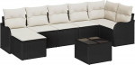 7-teiliges Garten Sofa Set mit Kissen Braun Poly Rattan, 2-Sitzer Garten Sofa mit Stauraum & Kissen Schwarz Poly Rattan Gartenlounge Model3354466