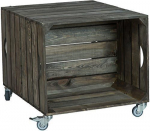 Kistenkolli Altes Land Johanna puuviljakasti laud ratastega M&otilde;&otilde;dud 62 x 50 x 48 cm Kohvilaud S&auml;ilituslaud Diivanilaud Veinikarp Puidust kasti riiul Puuviljakasti riiul Laud elutoa laud (tume)