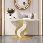 Moderner geometrischer Konsolentisch - Industrieller wei&szlig;er Akzenttisch f&uuml;r Wohnzimmer, Eingangsbereich, Schlafzimmer und B&uuml;ro - Einfache Montage, 120 x 30 cm - Stilvolle Wohndekoration