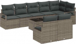 8-teiliges Garten-Sofaset mit Kissen in Schwarz Poly-Rattan, 2-Sitzer Garten-Sofa mit Kissen in Grau Poly-Rattan Gartenlounge Model3346439