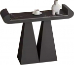 Moderner Konsolentisch f&uuml;r Eingangsbereich und Wohnzimmer - Stilvoller 66 cm gro&szlig;er Sofatisch mit offenen Regalen, zeitgen&ouml;ssischer Akzenttisch f&uuml;r Flur und Foyer - Wei&szlig;es Finish