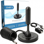VSG&reg; suure j&otilde;udlusega DVB-T2 antenn / AVK25 Plus / alumiiniumist tahke tuum maksimaalse signaali kvaliteedi tagamiseks / DVB-T2 & DVBT2-HD / digitaalne valmisolek / magnetiline alus ja 5 m kaabel / k&otilde;ikidele DVB-T2 seadmetele / must