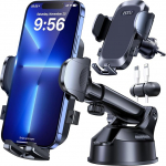 HTU 2025 T&otilde;eline s&otilde;jaline klass: Mobiiltelefonihoidja auto uuendamine, 36 kg tugevaim iminapakett ja metallist ventilatsioonikonks, 360&deg; p&ouml;&ouml;ratav universaalne autokinnitus iPhone 16 Pro Max 15 Samsung S25, tumedamustvalge