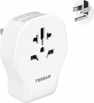 TESSAN Adapter USA Saksamaa pistik, 4 in 1 reisiadapter USA 2 USB C ja 1 USB A, pistikupesa adapter USA 1250 W, toiteadapter Mehhiko, USA pistikupesa adapter ELi Kanada Costa Rica jaoks, valge
