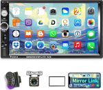 Podofo Bluetooth autoraadio 2-DIN 7-tolline 1080P HD auto MP5-m&auml;ngija koos iOS ja Android Mirror Link EQ, AUX, FM, SEL, USB 2.0, Bluetooth, SWC + tagurduskaamera