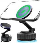 LUPATDY vaakum magnetiline mobiiltelefoni hoidja auto Magsafe, 15 W magnetiline mobiiltelefoni laadimisseade, 360&deg; p&ouml;&ouml;ratav, kokkupandav mobiiltelefoni hoidja, auto magnet k&otilde;ikidele mobiiltelefonidele, mustas toonis